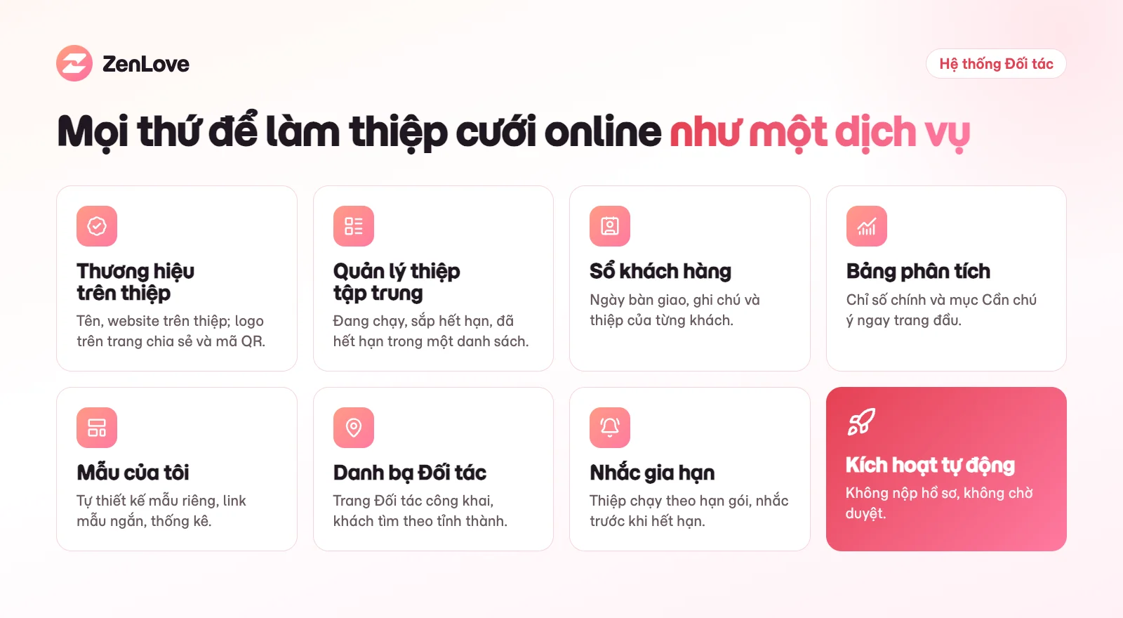Tổng quan Hệ thống Đối tác ZenLove cho studio cưới và wedding planner