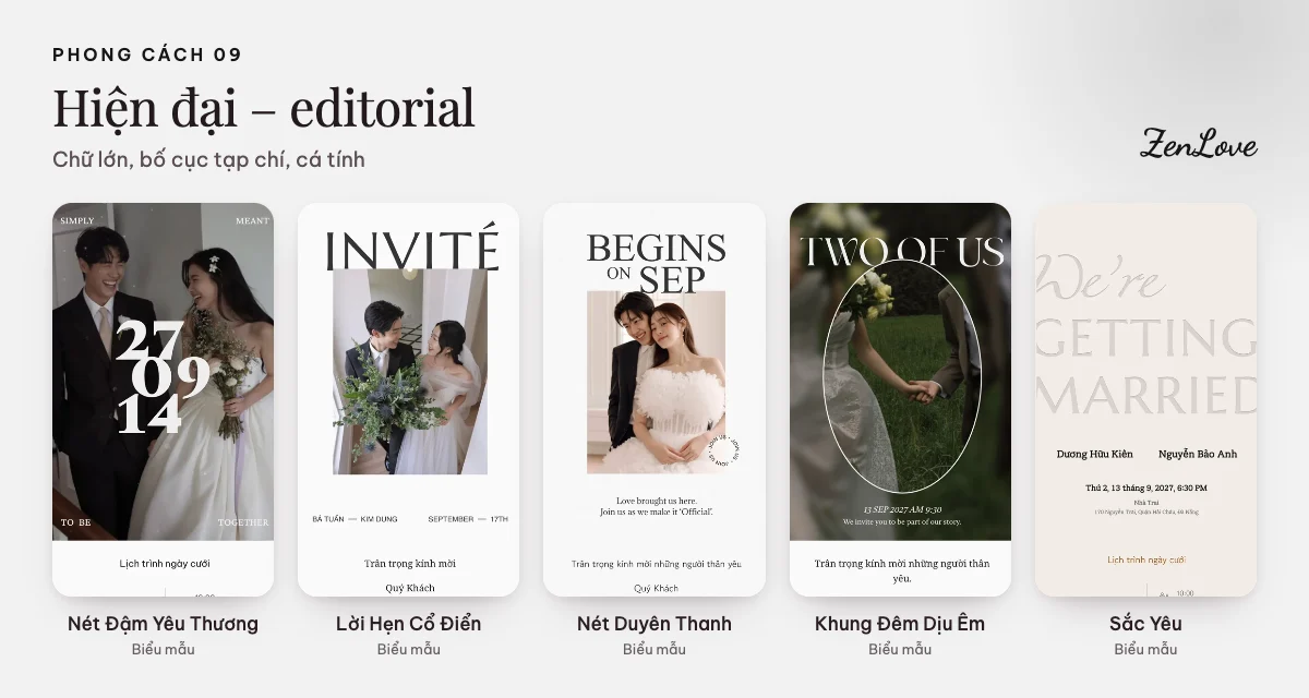 Mẫu thiệp cưới online hiện đại phong cách editorial tạp chí