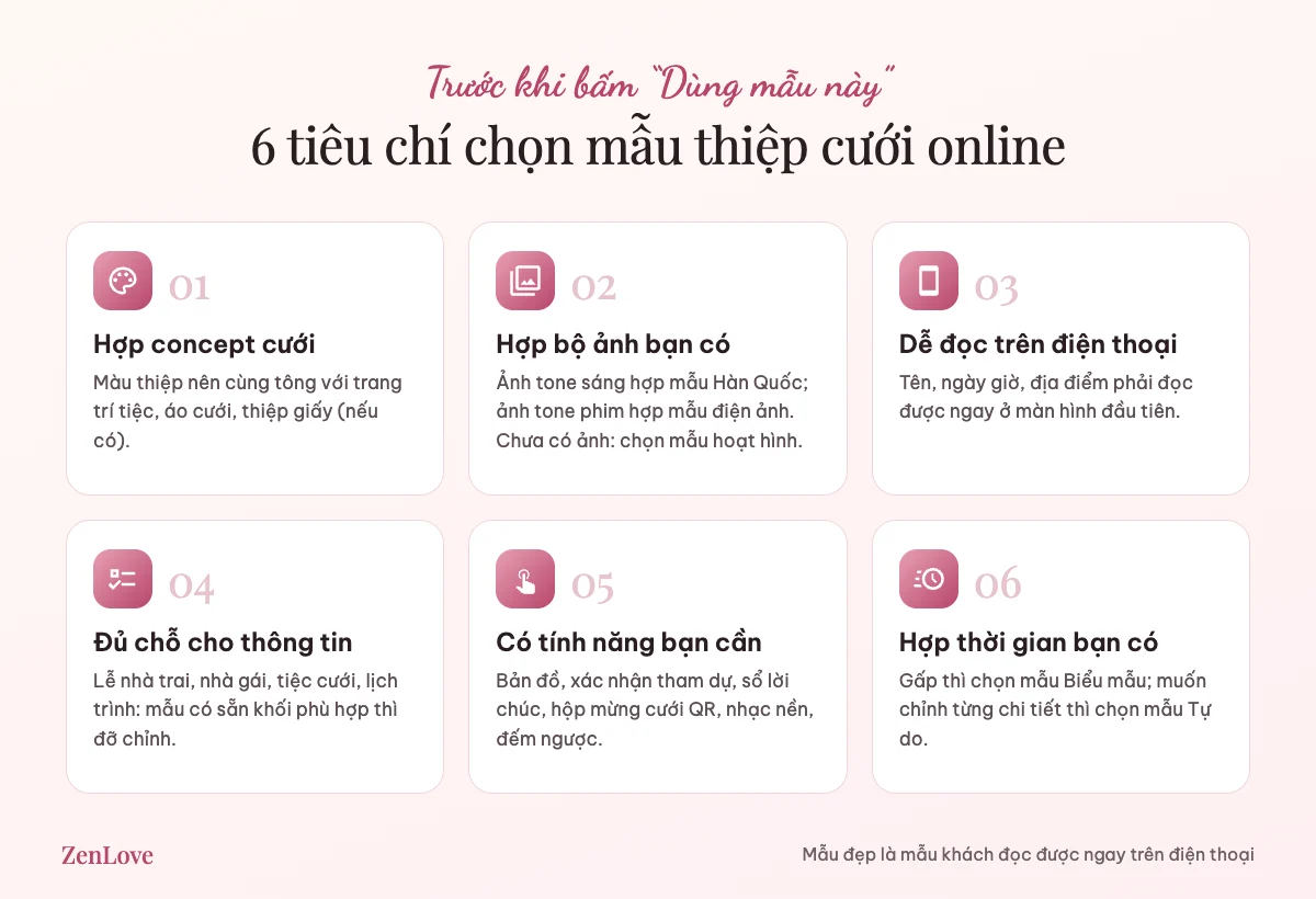 6 tiêu chí chọn mẫu thiệp cưới online phù hợp