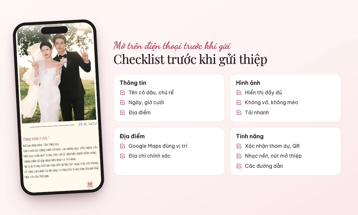 Checklist trước khi gửi thiệp cưới online cho khách mời