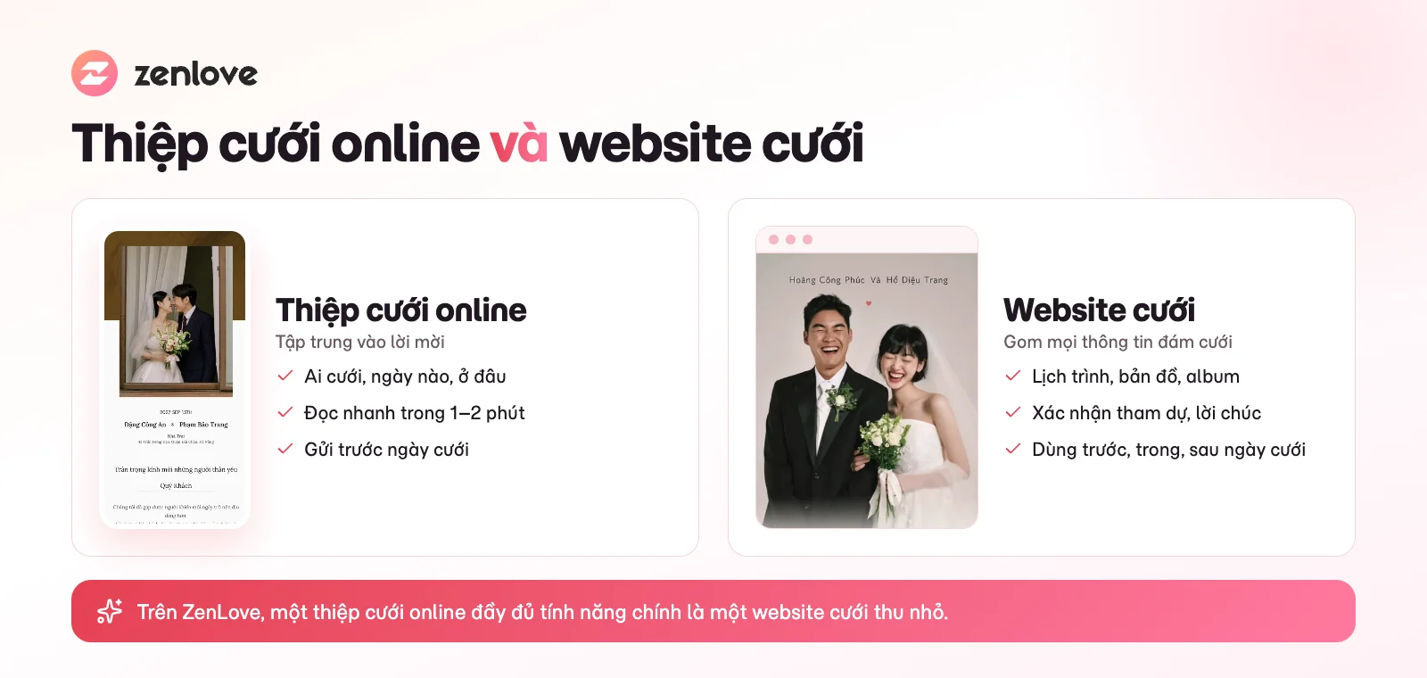 Website cưới và thiệp cưới online khác nhau thế nào
