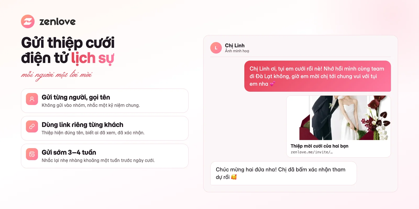 Cách gửi thiệp cưới điện tử qua Zalo, Messenger lịch sự