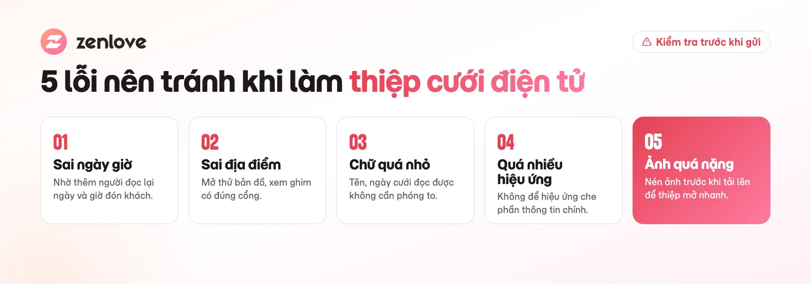 5 lỗi nên tránh khi làm thiệp cưới điện tử