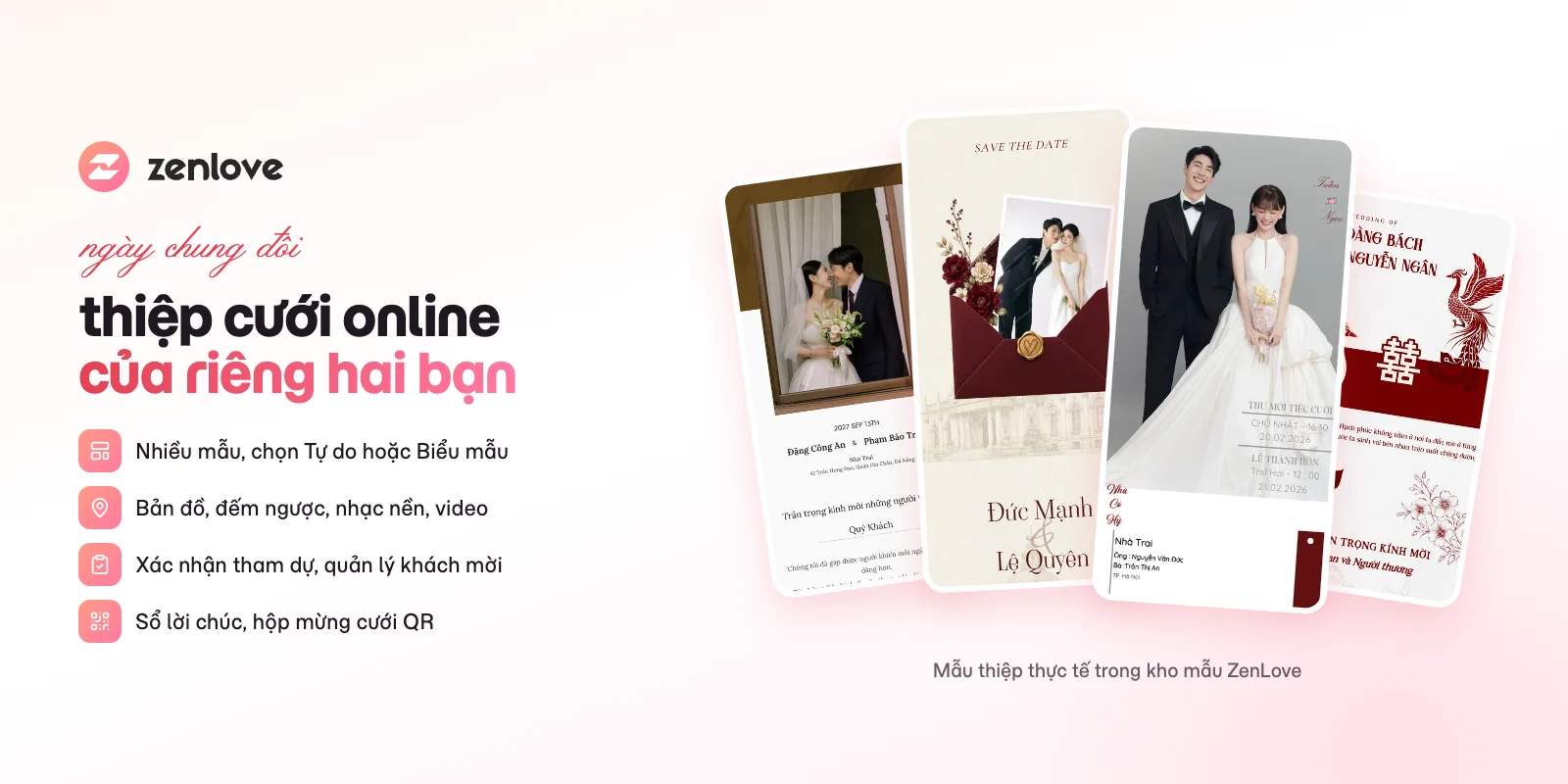 ZenLove – tự thiết kế thiệp cưới online với mẫu có sẵn