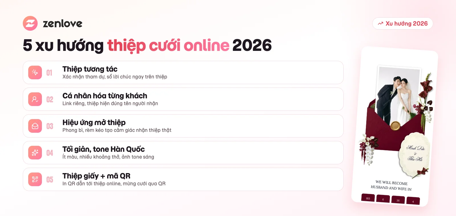 5 xu hướng thiệp cưới online năm 2026