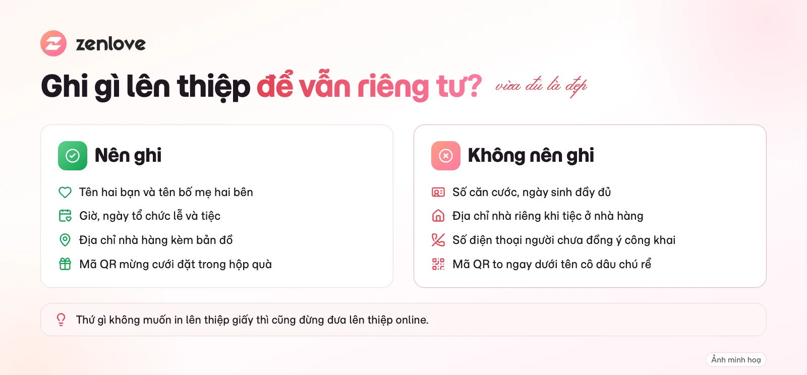 Thông tin nên và không nên ghi trên thiệp cưới online để bảo mật thông tin