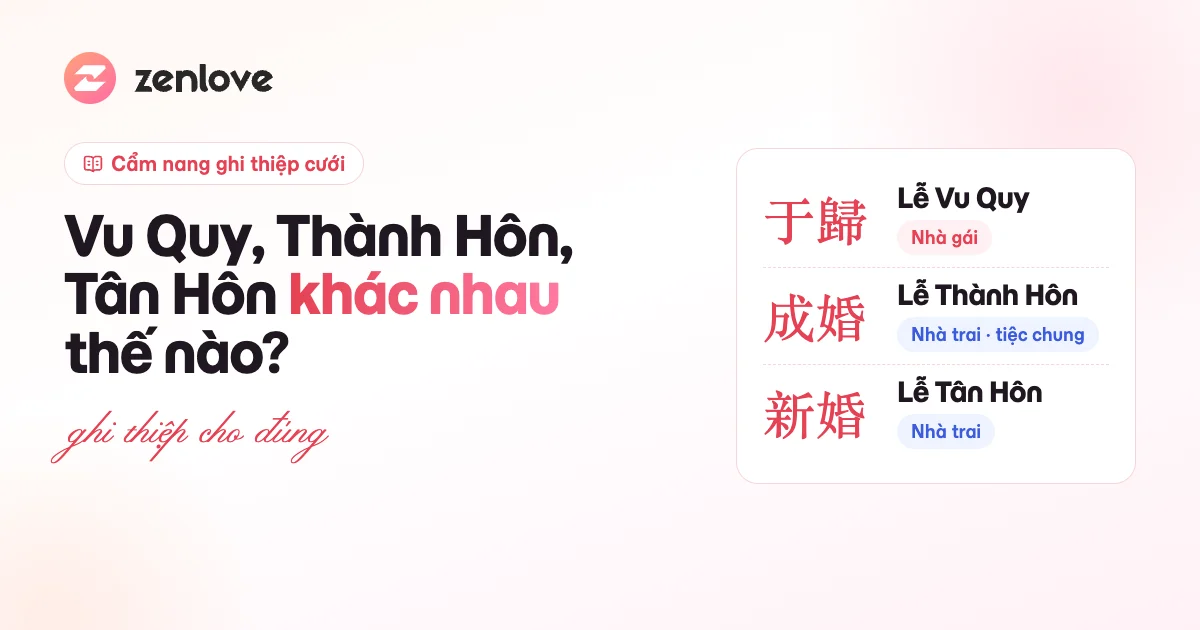Lễ Vu Quy, Lễ Thành Hôn và Lễ Tân Hôn khác nhau thế nào trên thiệp cưới