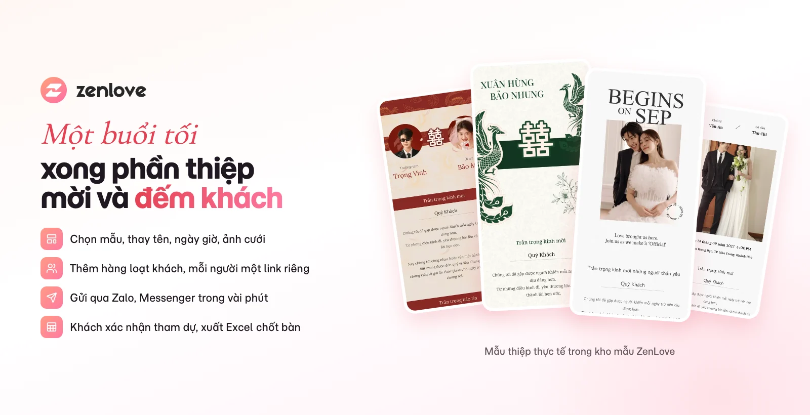 Mẫu thiệp cưới online giúp chuẩn bị đám cưới trong 3 tháng