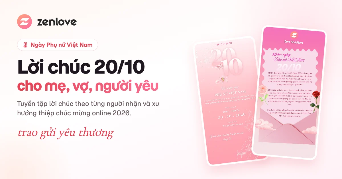 Lời chúc 20/10 hay cho mẹ, người yêu, vợ và mẫu thiệp chúc mừng 20/10 online