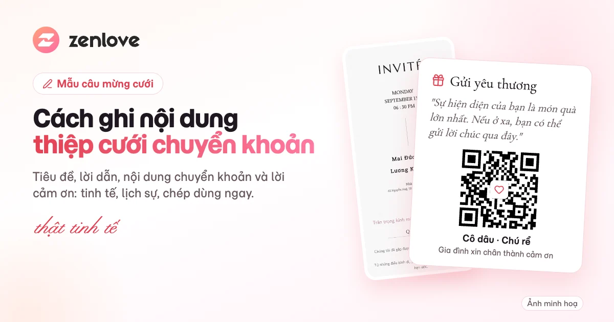 Cách ghi nội dung thiệp cưới chuyển khoản tinh tế: hộp quà mừng cưới với tiêu đề và lời dẫn nhẹ nhàng