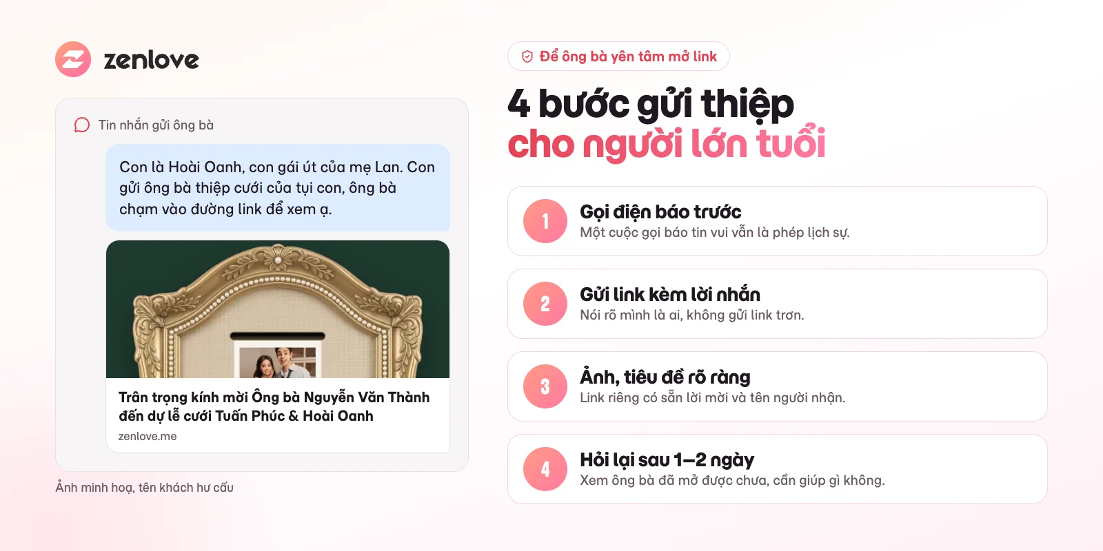 Cách gửi thiệp cưới online cho ông bà, bố mẹ qua Zalo để người lớn tuổi yên tâm mở link