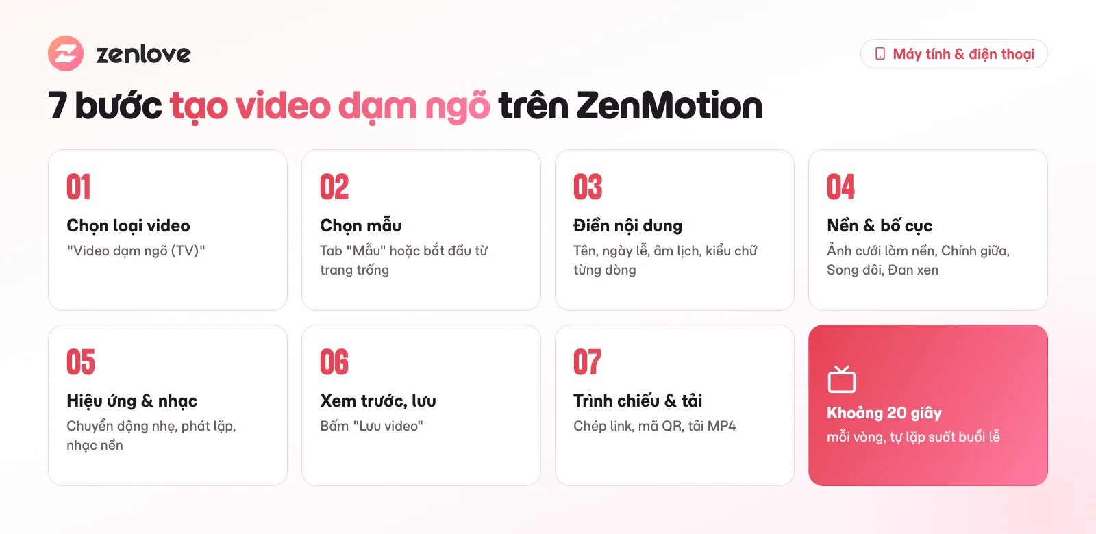 7 bước tạo slider cưới, video dạm ngõ trên ZenMotion của ZenLove