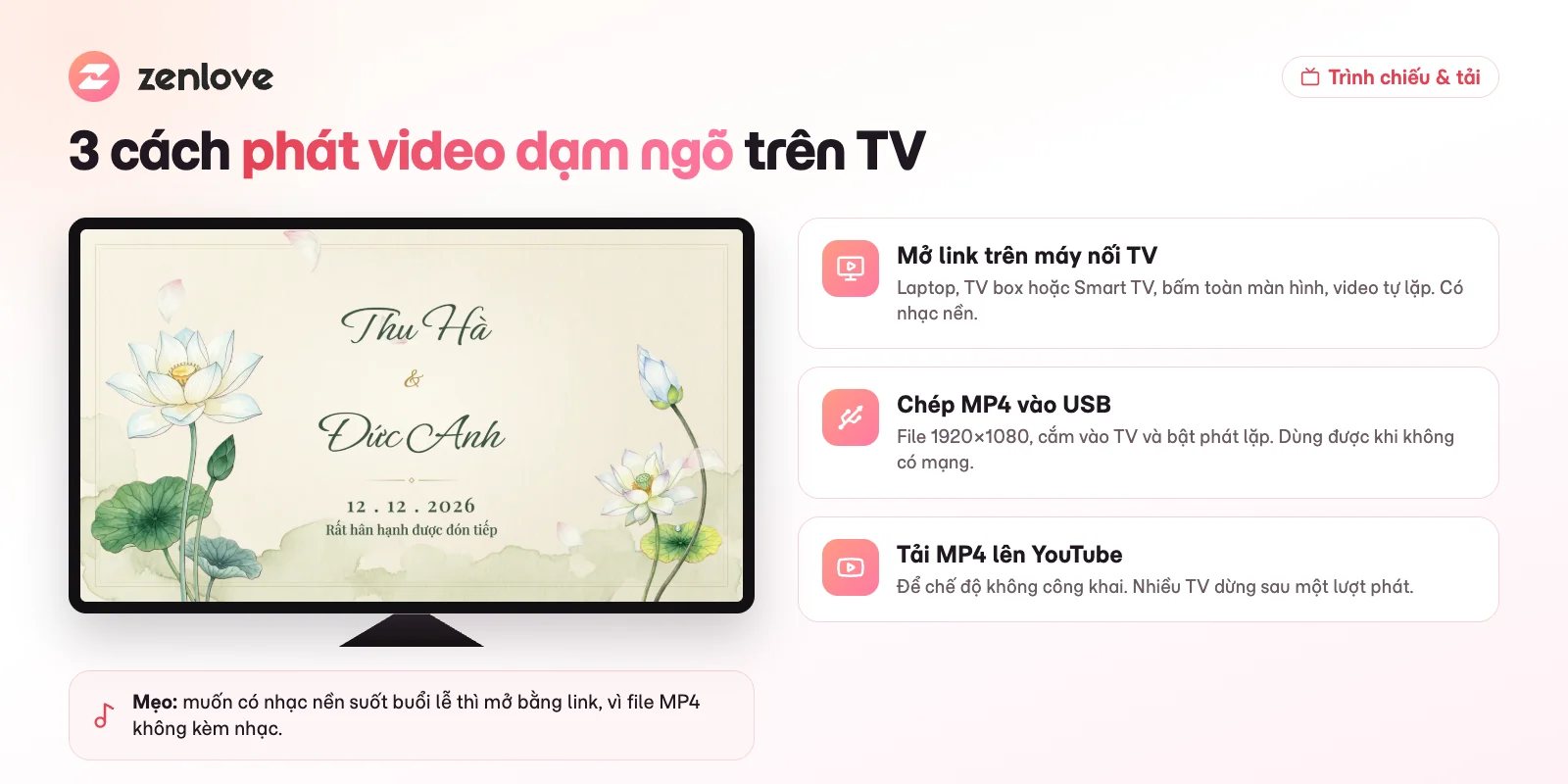 Cách trình chiếu video dạm ngõ trên TV bằng link, USB hoặc YouTube