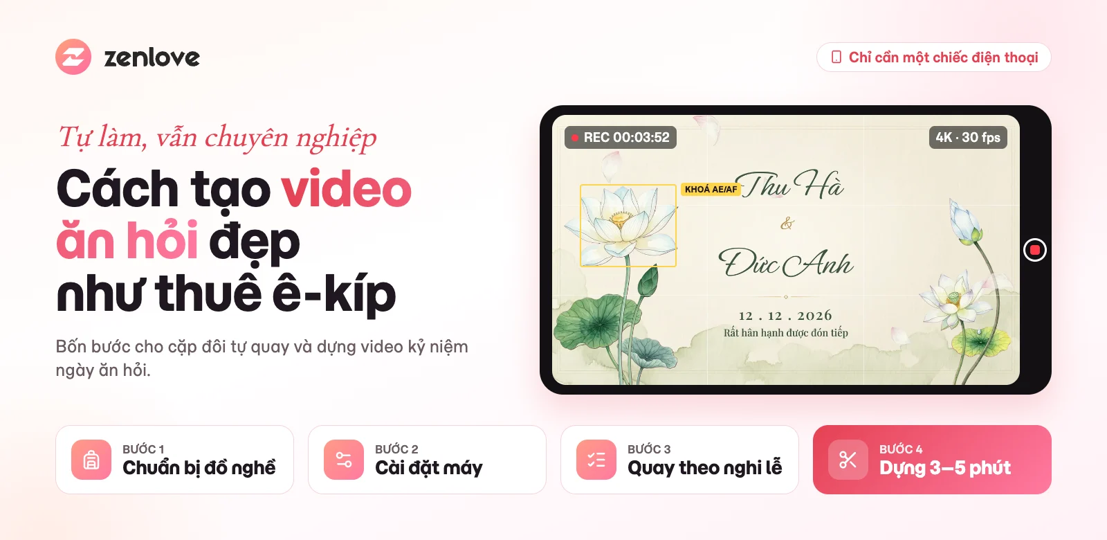 Cách tạo video ăn hỏi chuyên nghiệp bằng điện thoại cho cặp đôi