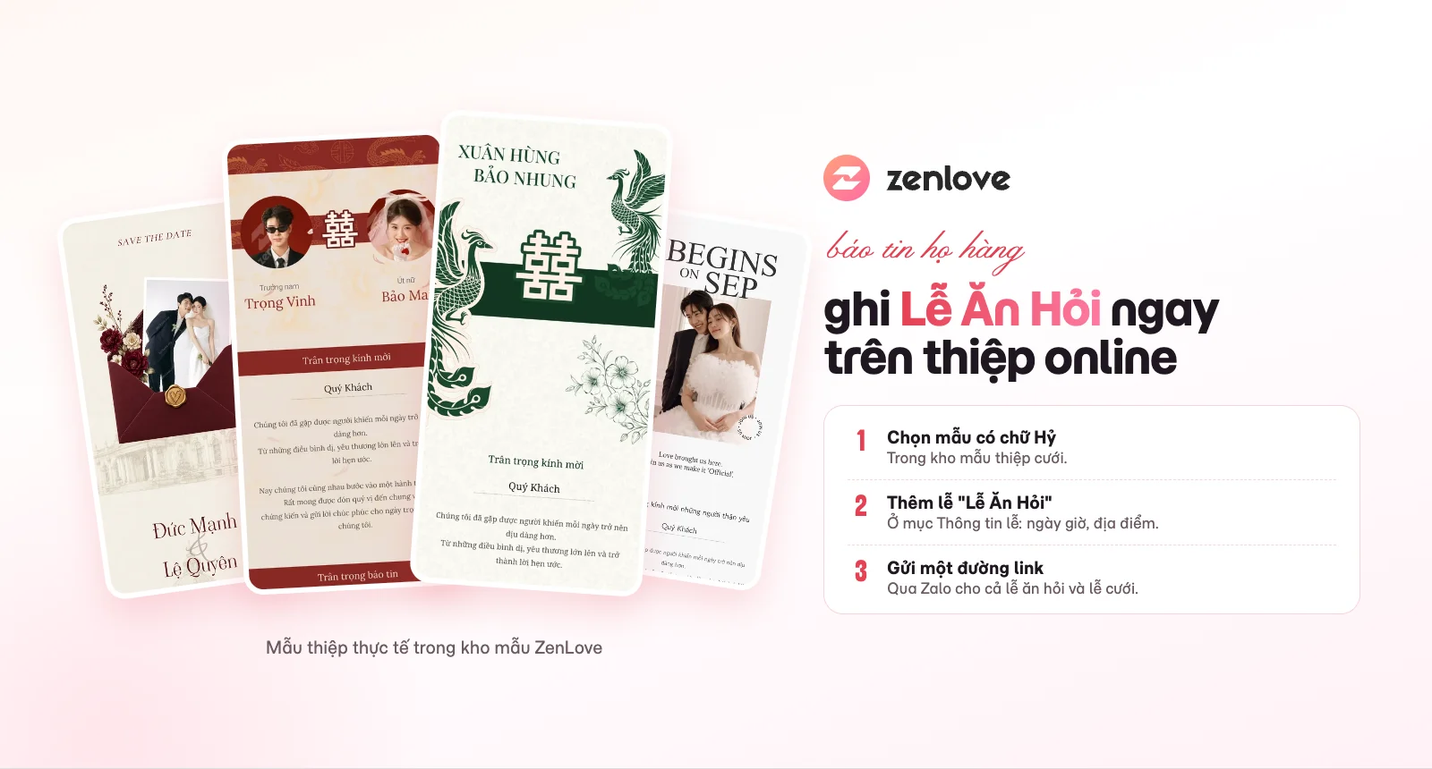Mẫu thiệp cưới online có chữ Hỷ hợp để báo ngày lễ ăn hỏi cho họ hàng