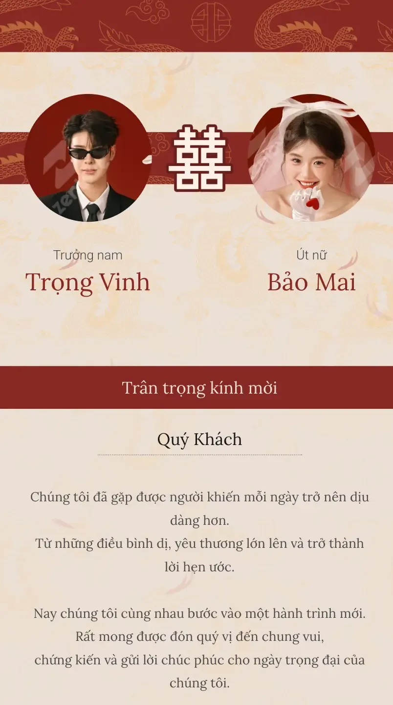 Mẫu thiệp cưới Chu Sa