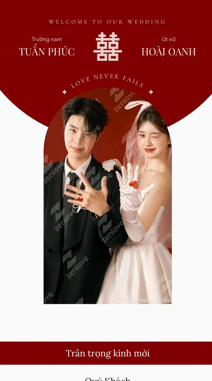 Mẫu thiệp cưới Song Hỷ - Hồng Liên