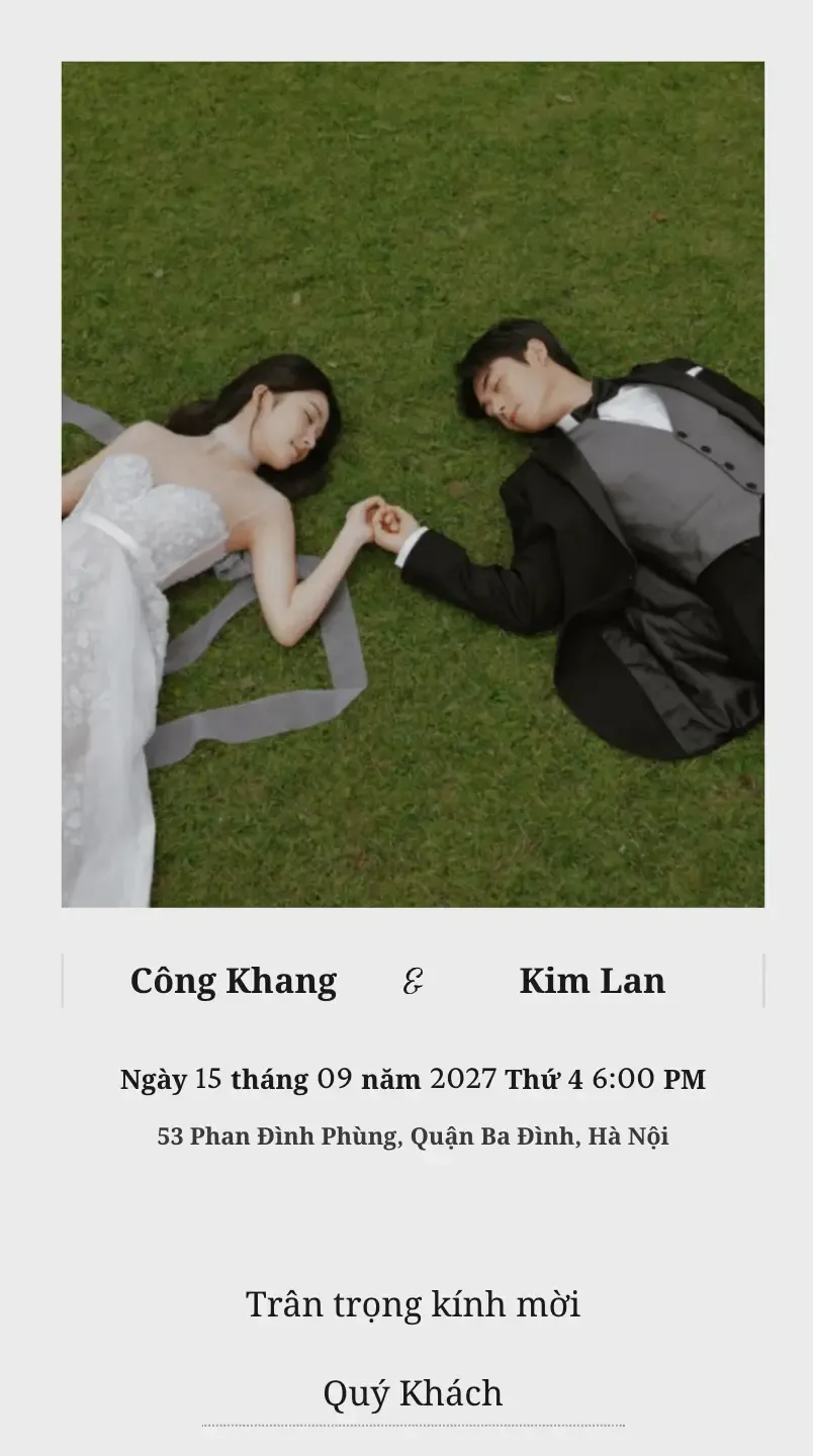 Mẫu thiệp cưới Xanh Như Lời Hẹn