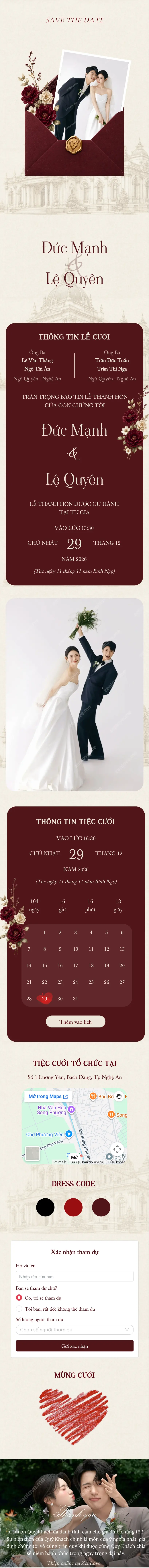 Mẫu thiệp cưới Hồng Phong