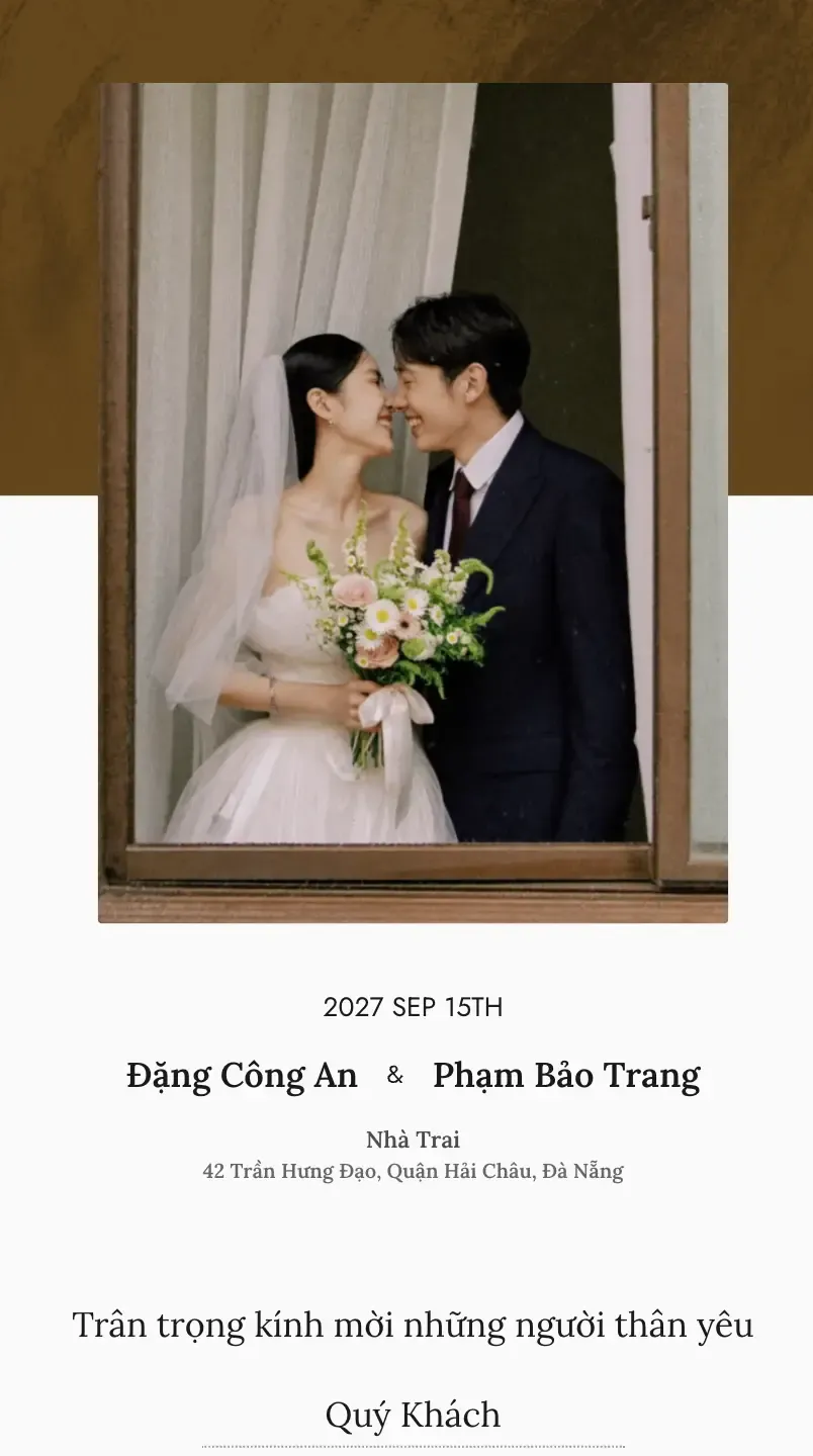 Mẫu thiệp cưới Lá Mộng Ô Liu