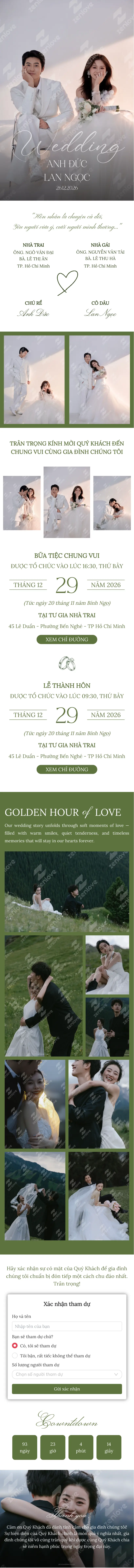 Mẫu thiệp cưới Green Love