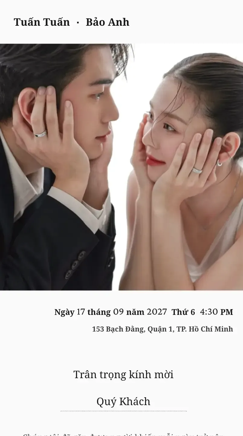 Mẫu thiệp cưới Trắng Tinh Khôi